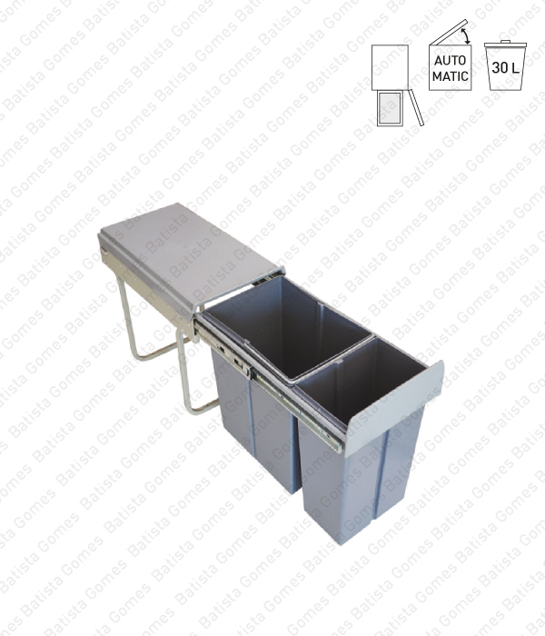 Balde para lixo extra�vel - Porta lateral - M�d. 300 - Autom�tico - 30L